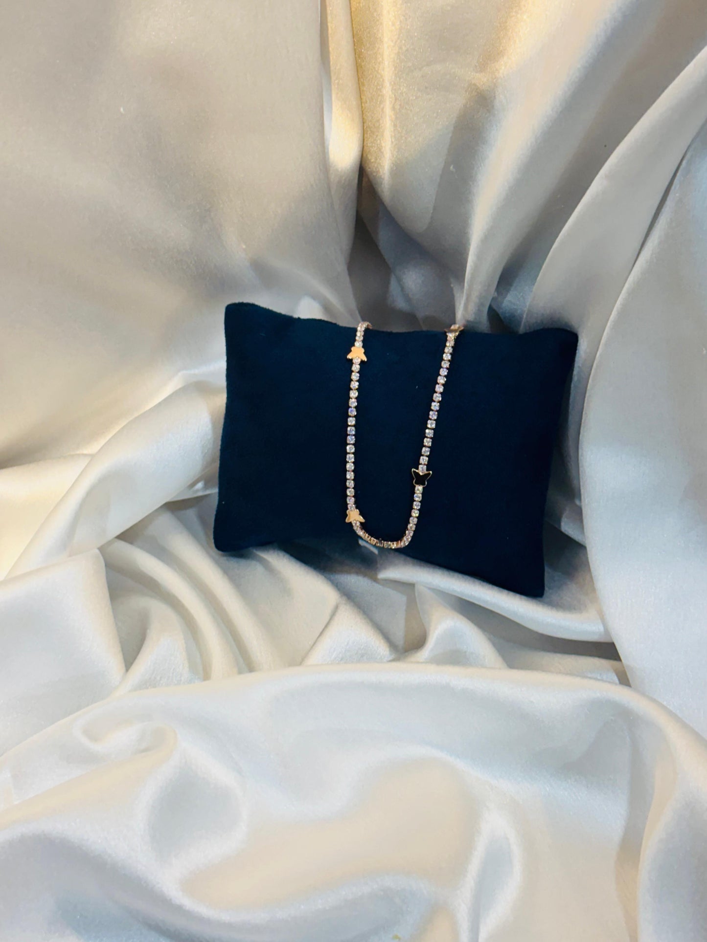 anti tarnish butterfly tennis necklace