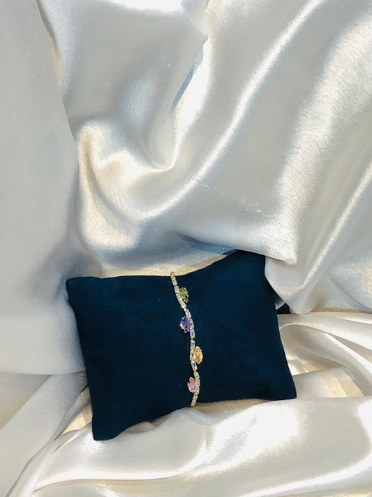 Anti tarnish colour stone bracelet