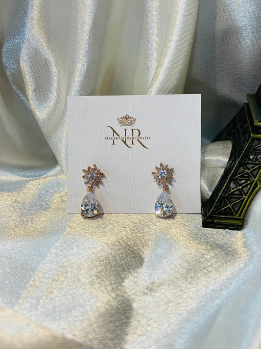 anti tarnish white stone earring