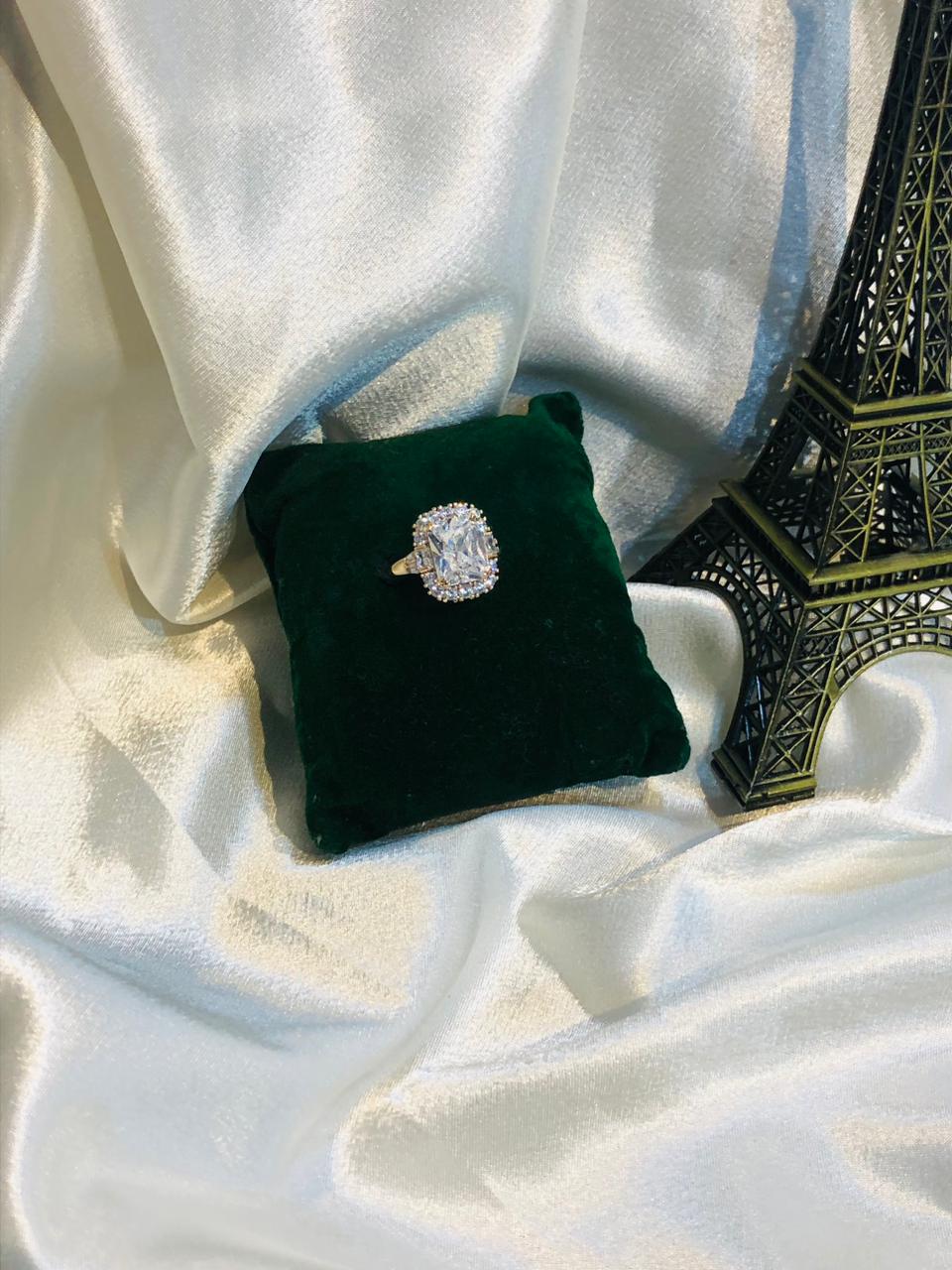 anti tarnish elegant single stone ring